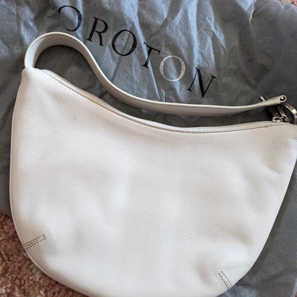Oroton White Leather Crescent Handbag - Picture 3 of 6